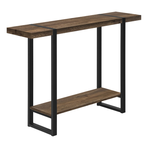 TABLE D'APPOINT - 48"L / FAUX BOIS BRUN / METAL NOIR