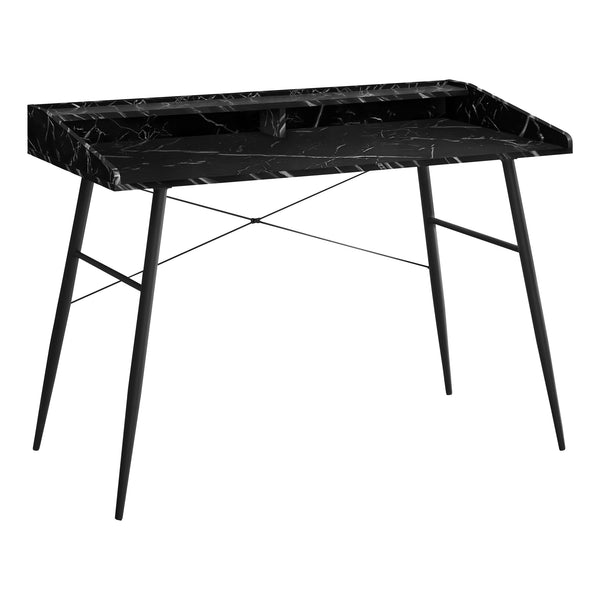 BUREAU - 48"L / FAUX MARBRE NOIR / METAL NOIR