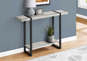 TABLE D'APPOINT - 48"L / FAUX BOIS GRIS / METAL NOIR