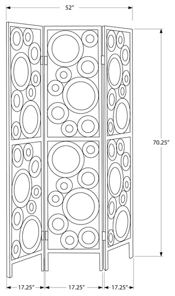 PARAVENT - 3 PANNEAUX / ARGENT / STYLE "BUL