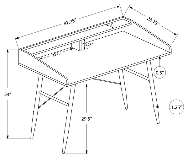 BUREAU - 48"L / FAUX MARBRE NOIR / METAL NOIR