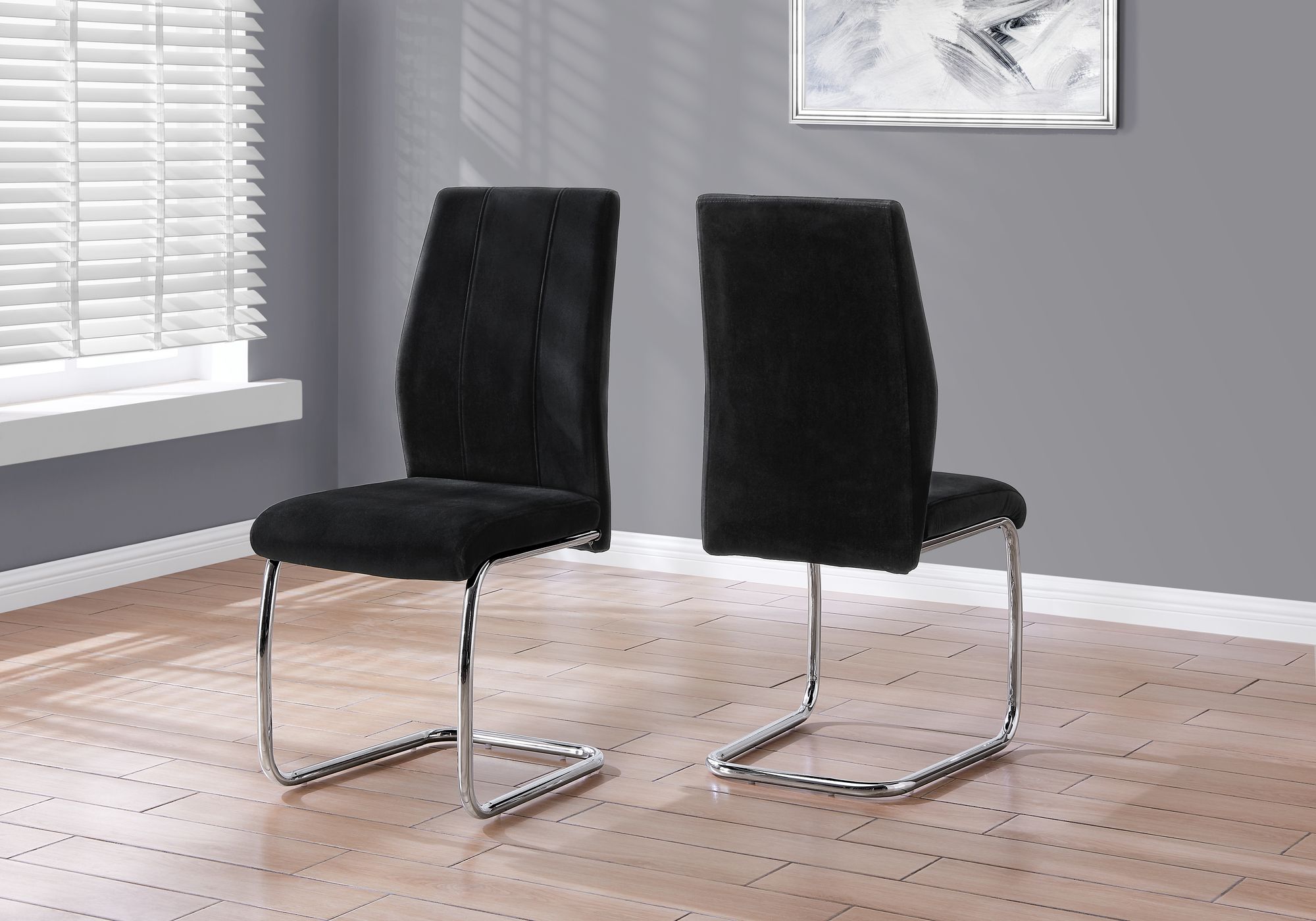 CHAISE - 2PCS / 39"H / VELOUR NOIR / CHROME  I 1067