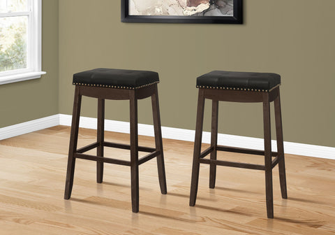 TABOURET DE BAR - 2PCS SIMILI-CUIR NOIR / EXPRESSO