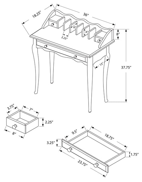 BUREAU - 36"L  ANTIQUE TRADITIONNEL