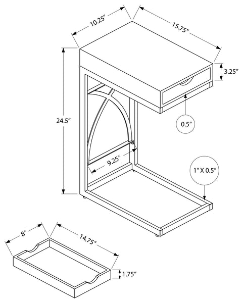 TABLE D'APPOINT - METAL CHROME  ET TIROIR