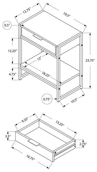 TABLE D'APPOINT - 24"H  METAL CHROME