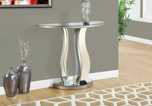 TABLE D'APPOINT - 36"L / ARGENT BROSSE / MIROIR