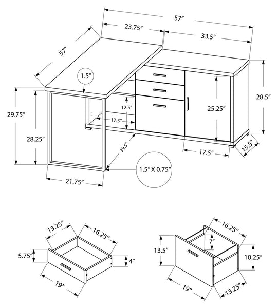 BUREAU - 60"L /  COTE DROIT OU GAUCHE