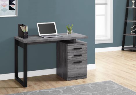 BUREAU - 48"L / GRIS-NOIR ORIENTATION GAUCHE OU DROITE