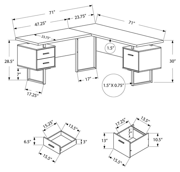 BUREAU - 70"L /  COTE DROIT / GAUCHE